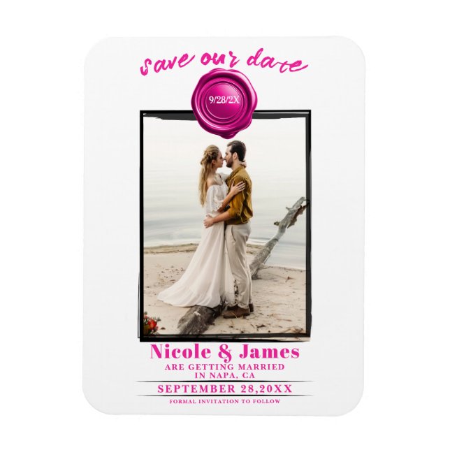Íman Selo de Cera Rosa Intenso Foto Casamento Salve a D (Vertical)
