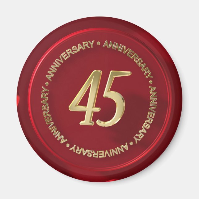 Íman selo de cera vermelha do 45.o aniversário (Frente)