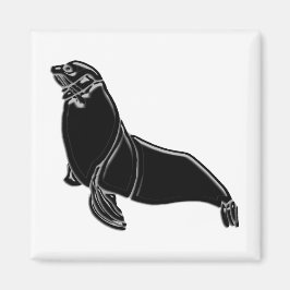 Íman Selo de couro preto de patente