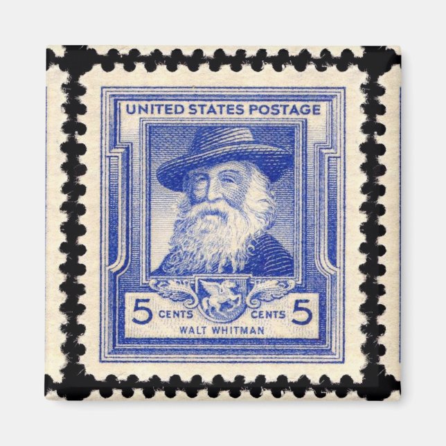 Íman Selo postal comemorativo Walt Whitman dos EUA (Frente)