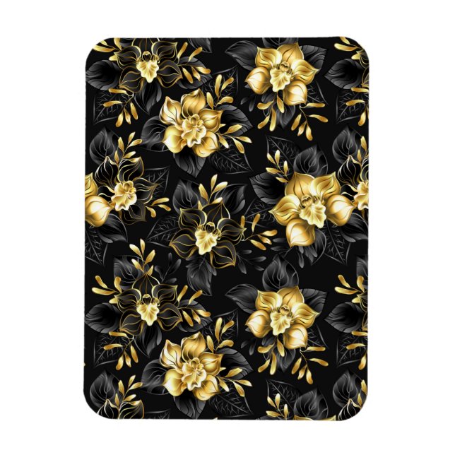 Íman Sem costura com orquídeas de joalharia (Vertical)