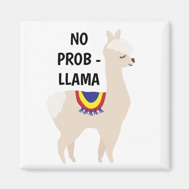 Íman Sem Ilustração Básica de Llama (Frente)
