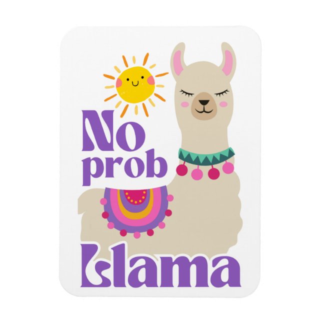 Íman Sem Prob-Llama, Cute Llama Festivo Sunny (Vertical)
