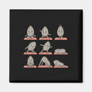 Íman Semente de Girassol Fazendo Yoga Vegana Kawaii Zen