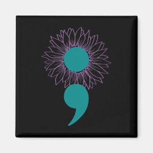 Íman Semicolão de girassol Sensibilização para o suicíd