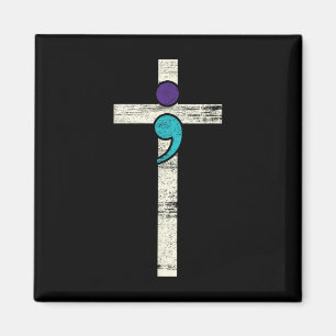 Íman Semicolon Cross Mental Health Awarume Figurume Wa