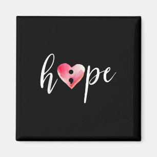Íman Semicolon Hope Heart Watercolor T Shirt - Suicídio