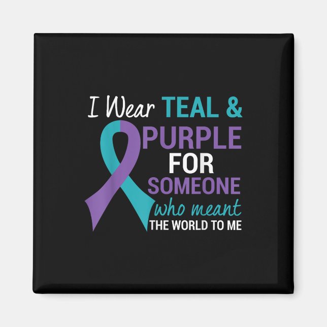 Íman Semicolon Teal &amp; Fita Roxa Suicida Awarene (Frente)
