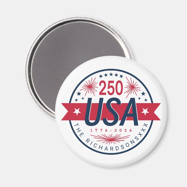 Íman Semiquincentenário dos EUA Aniversário de 250 anos (Front/Back)