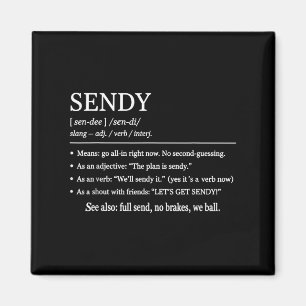 Íman Sendy quer dizer uma roupa engraçada de gírias Vam