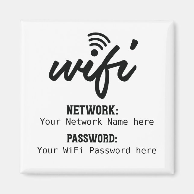 Íman Senha de rede simplificada detalhada do WiFi (Frente)