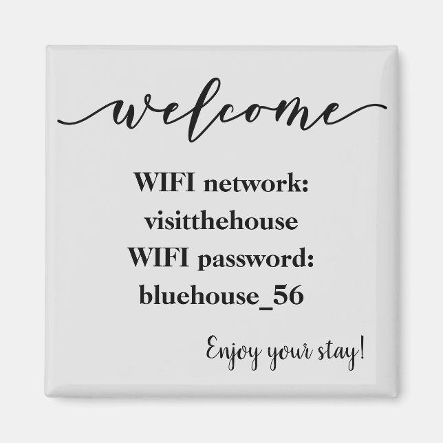 Íman Senha do Wifi do Aluguel de Férias Welcome Magnet (Frente)