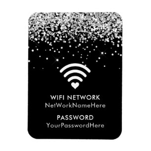 Íman Senha e rede WiFi Preta Silver Glitter