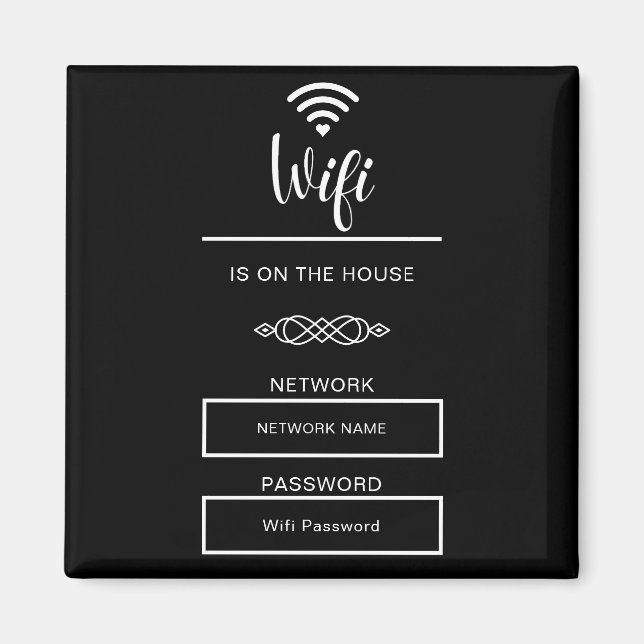Íman Senha Wifi Preta e Branca para Casa (Frente)