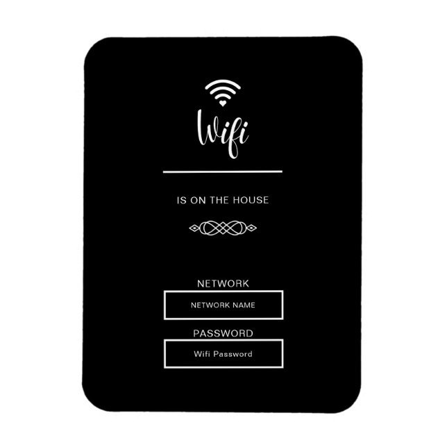Íman Senha Wifi Preta e Branca para Casa (Vertical)