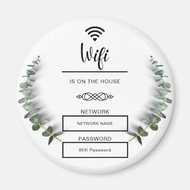 Íman Senha Wifi Preta e Branca para Casa (Frente)