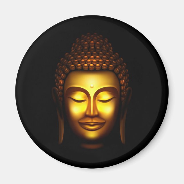 Íman Senhor Buda Sorrindo Dourado e Preto (Frente)