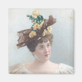 Íman Senhora com o ímã de chapéu de rosa amarela