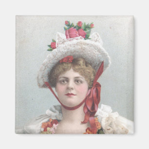 Íman Senhora com o ímã do chapéu da rosa vermelha
