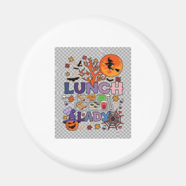 Íman Senhora do Almoço Halloween Bruxa Lua Abóbora_1 (Frente)