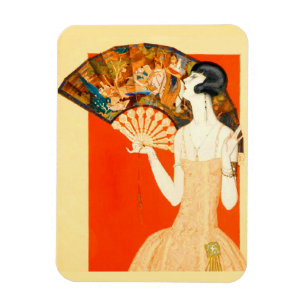 Íman senhora do art deco com fã