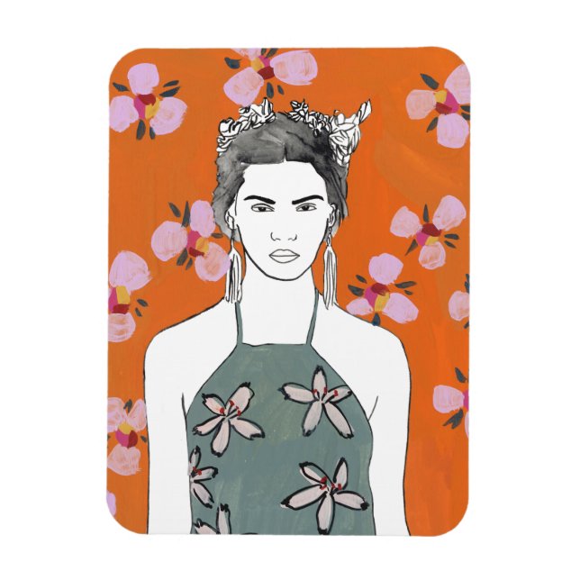 Íman Senhora do Flor Rosa - Laranja (Vertical)