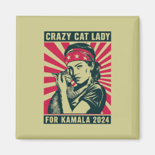 Íman Senhora Doida por Gatos pela Kamala 2024 