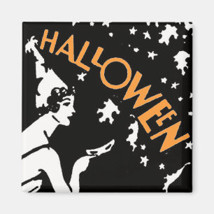 Íman Senhora elegante com um Halloween Máscara