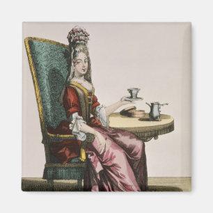 Íman Senhora Taking Café, placa de forma, c.1695