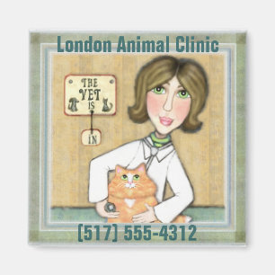 Íman Senhora Veterinário & imã de geladeira do gato d