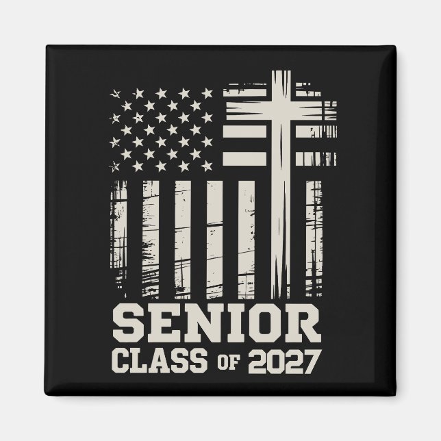 Íman Senior Class Of 2027 USA Flag Cross Christian Grad (Frente)