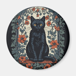 Íman Sentado Black Cat Vintage Floral
