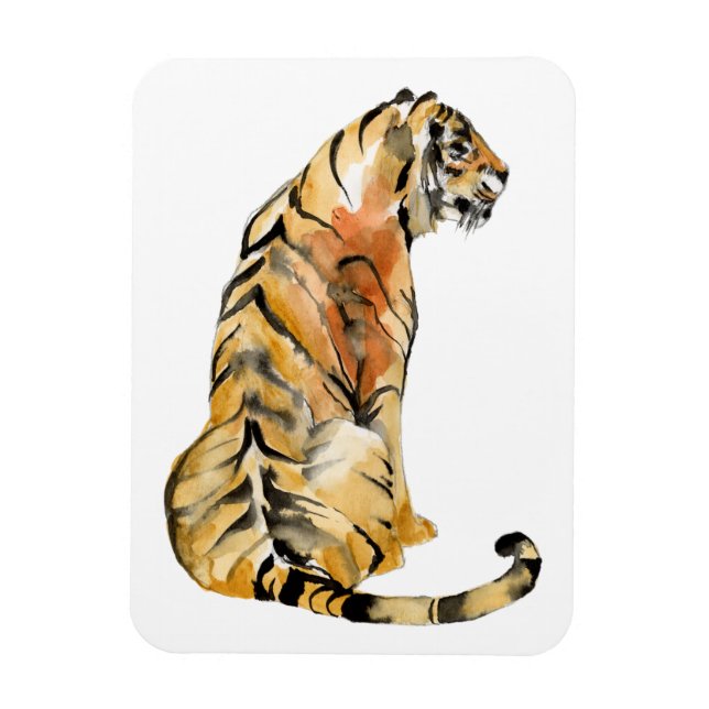 Íman Sentado de Tigre de Aquarela (Vertical)