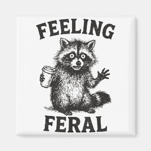 Íman Sentindo Guaxinim Feral Beber Café Engraçado Lixo