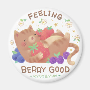 Íman Sentindo-se Muito Bem: Gatinho Fofo com Frutas Ver