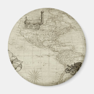 Íman Sépia Antiga Vintage Antiquado Estados Unidos Mapa