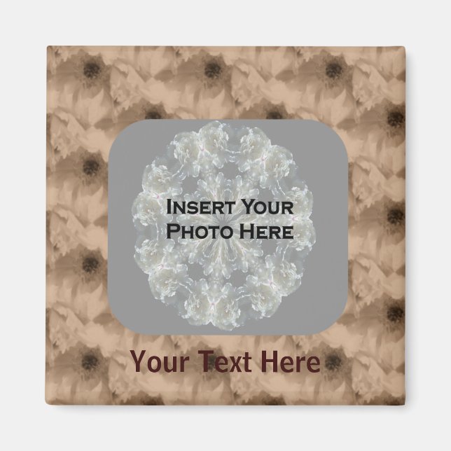 Íman Sepia Peony Flowers Fotografia Magnet (Frente)