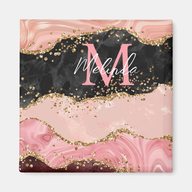 Íman Sequências Pretas e Rosa Agitam (Frente)