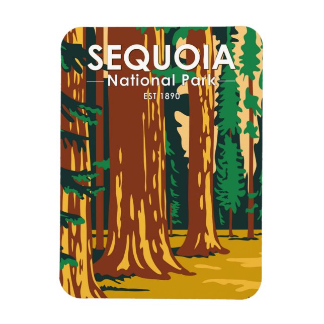 Íman Sequoia National Park Giant Sequoia Trees Vintage (Vertical)