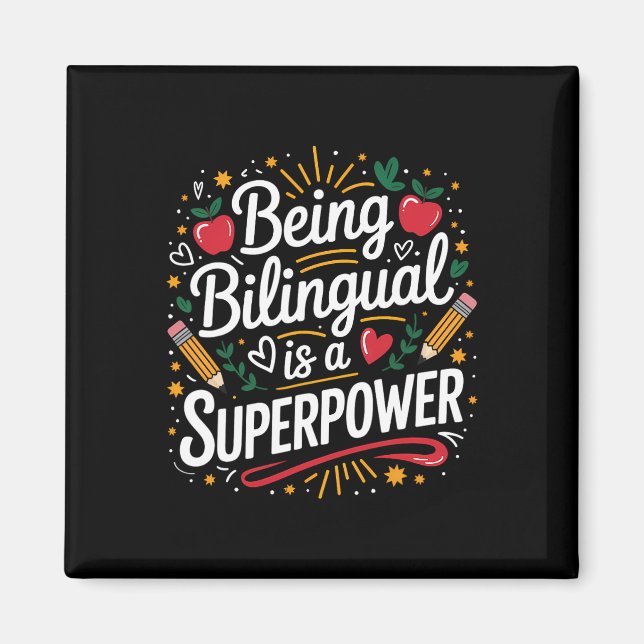 Íman Ser Bilingue é Meu Superpoder Professor de ESL Esc (Frente)