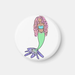 Íman sereia arco-íris rosa azul roxo verde preto encara