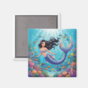 Íman Sereia Bonita de Desenho Animado sob o Mar 