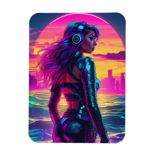 Íman Sereia Cyberpunk Flexível Ímã de Foto (Vertical)