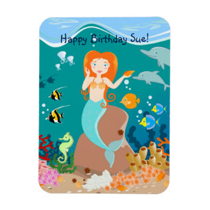 Íman Sereia e golfinhos sob a festa de aniversário marí