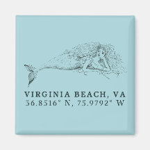 Sereia Magnet - Coordenadas da Virgínia Beach, VA