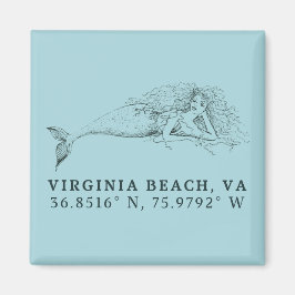 Íman Sereia Magnet - Coordenadas da Virgínia Beach, VA