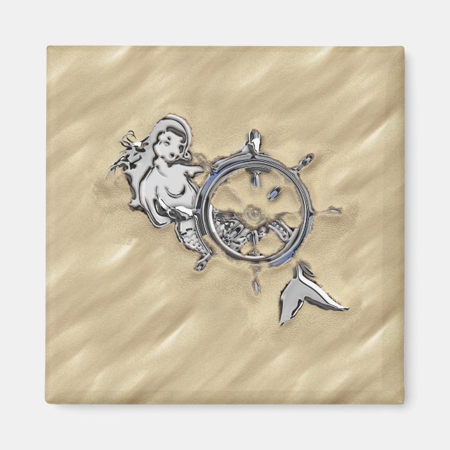 Íman Sereia Prateada na Areia (Frente)