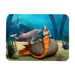 Íman Sereia Sonhadora Golfinho Arte Fantasia Subaquátic