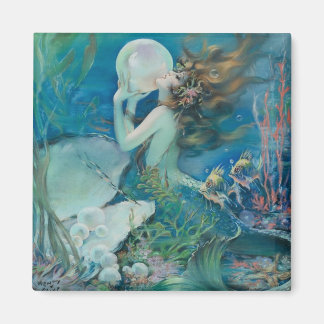 Íman Sereia Vintage Com Magneta De Pérolas