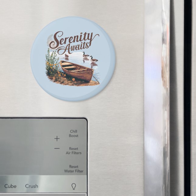 Íman Serene Lake Boat com gansos e flores selvagens (In Situ (Fridge))